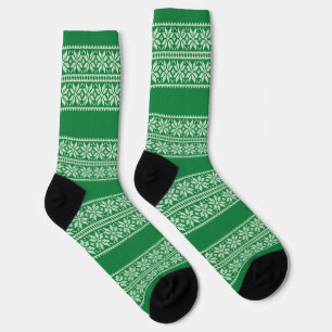 Chaussette Motif Fleur de Noël en Grandes Vertes