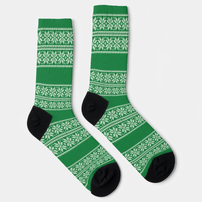 Chaussette Motif Fleur de Noël en Grandes Vertes (Droite)