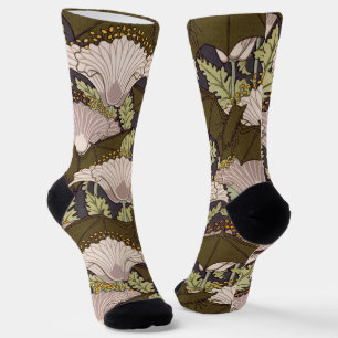 Chaussette Motif floral Art nouveau vintage avec chauve-souri