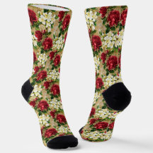 Motif floral blanc et bordeaux