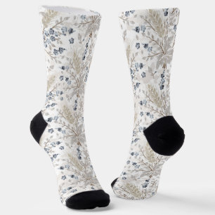 Chaussette Motif floral botanique bohème neutre doux de print
