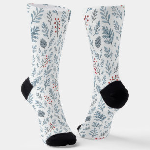Chaussette Motif floral chic de baie de houx botanique
