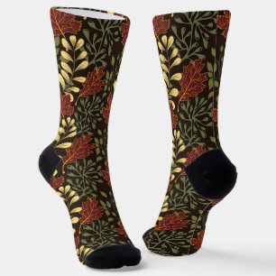 Chaussette Motif floral de feuilles d'érable rouge foncé