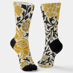 Chaussette Motif floral jaune et noir de style vintage