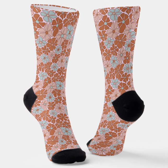 Chaussette Motif floral rétro sans couture (Angulaire)