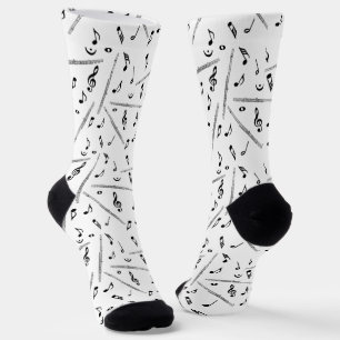 Chaussette Motif Flue Music Notes