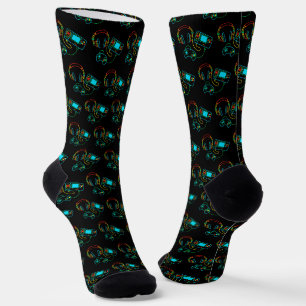 Chaussette Motif Gamer Retro Neon