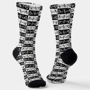 Chaussette Motif géométrique abstrait noir et blanc – Dessin