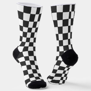Chaussette motif géométrique carré noir blanc