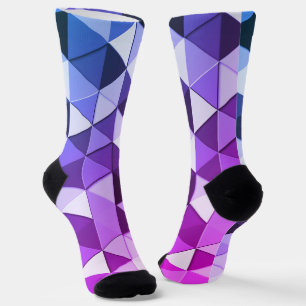 Chaussette motif géométrique cool lavande bleu triangles