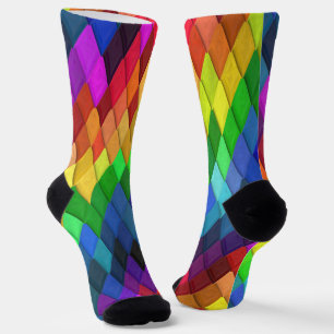 Chaussette Motif géométrique diamant arc-en-ciel