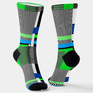 Chaussette motif géométrique en couleurs rayées et néons