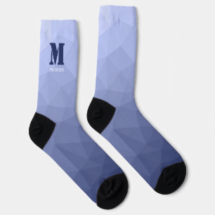 Chaussette Motif géométrique en maille bleu gris Monogramme