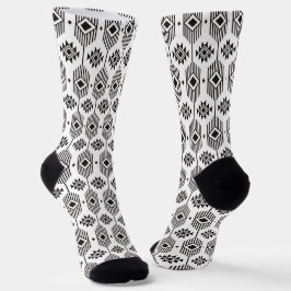 Chaussette Motif géométrique ikat noir et blanc