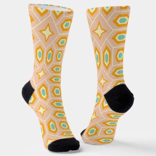 Chaussette Motif géométrique rétro avec hexagones et étoiles