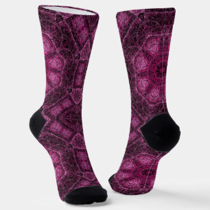 Chaussette Motif géométrique rose avec mandala floral lumineu