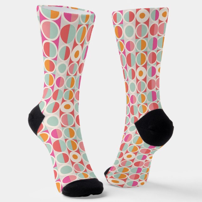 Chaussette Motif géométrique rose orange (Angulaire)