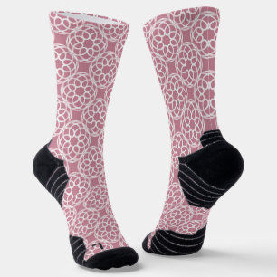 Chaussette Motif géométrique sans couture rose blanc