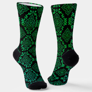 Chaussette Motif géométrique vert / Impression indienne