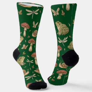 Chaussette Motif Goblincore Champignon Grenouille Escargot Li
