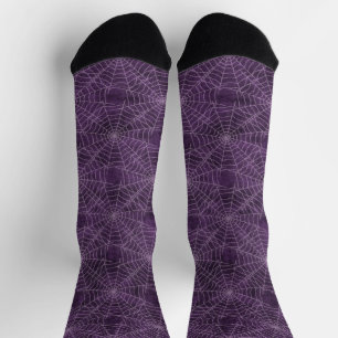 Chaussette Motif gothique en toile d'araignée violet et argen
