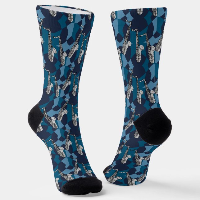Chaussette Motif gris saxophone (Angulaire)