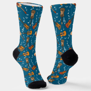 Chaussette Motif Guitare Music Notes