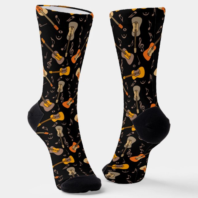Chaussette Motif Guitare Music Notes (Angulaire)