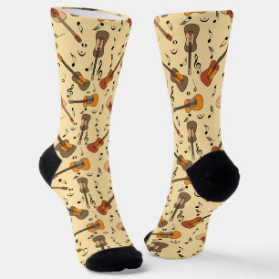 Chaussette Motif Guitare Music Notes