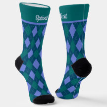 motif Jacquard en bleu et vert - votre texte sur