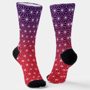 Chaussette Motif japonais étoile traditionnel rouge & violet