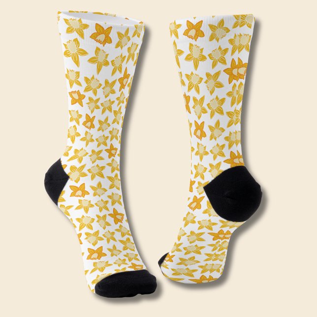 Chaussette Motif jonquille de ressort (Daffodil spring floral socks)