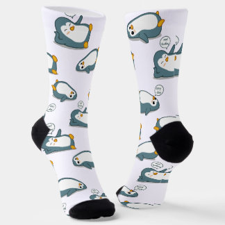 Chaussette Motif Lazy Cute Penguin personnalisé