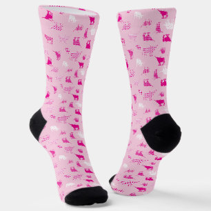 Chaussette Motif Longhorns à motifs roses