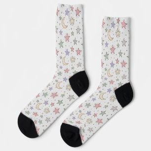 Chaussette Motif Lune Étoile Fantaisiste
