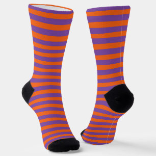 Chaussette motif mignon à rayures de pêche violet