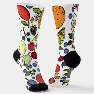 Chaussette Motif mignon de fruits et fraise l Blanc