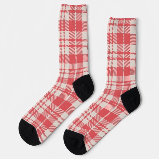 Chaussette Motif moderne rouge et blanc (Gauche)