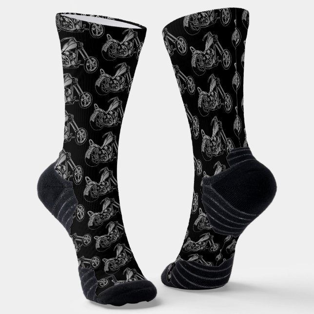 Chaussette Motif Moto Noir Et Argent (Angulaire)
