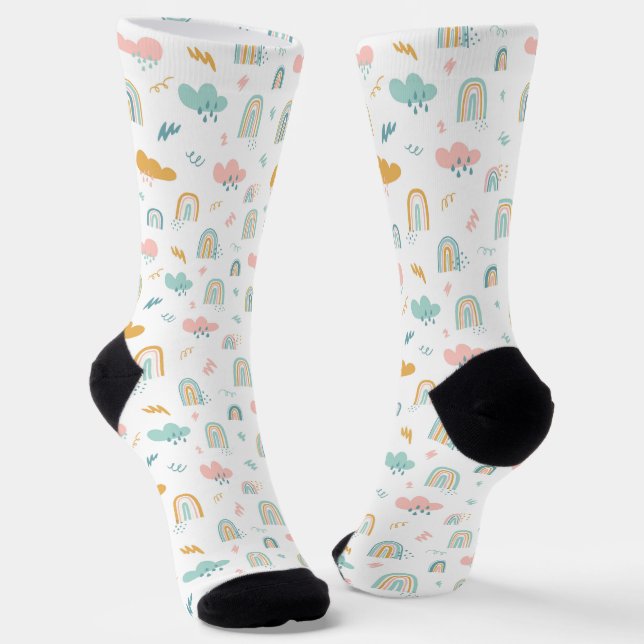 Chaussette Motif nuage Rainbow et pluie amusant (Angulaire)