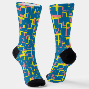 Chaussette Motif numérique Camo bleu jaune rose