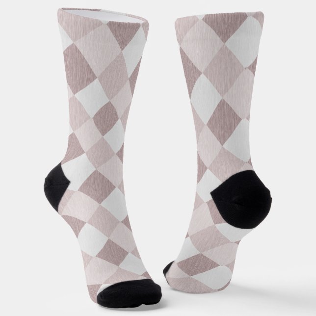 Chaussette Motif Oblique de  géométrique beige et gris (Angulaire)