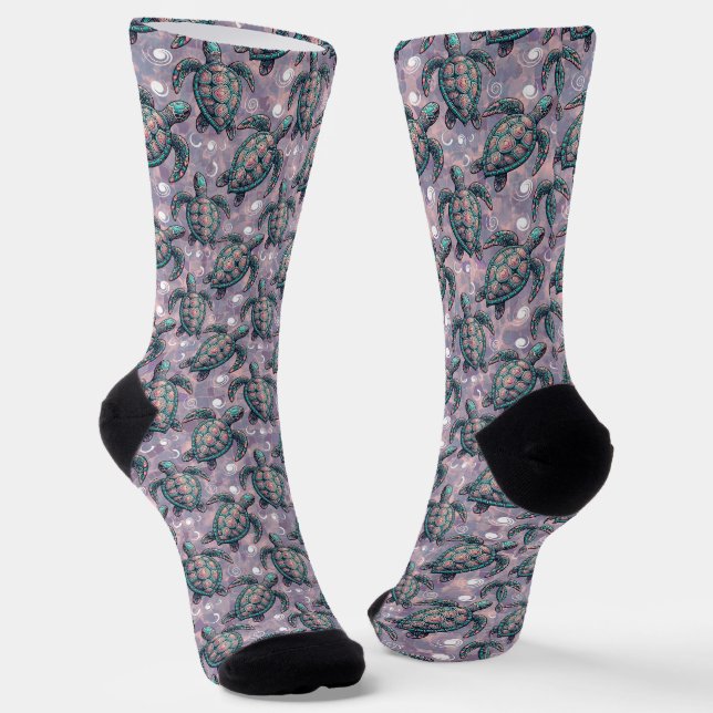Chaussette Motif Océan de la tortue de mer (Angulaire)