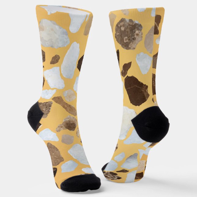 Chaussette Motif Orange Brown Terrazzo (Angulaire)