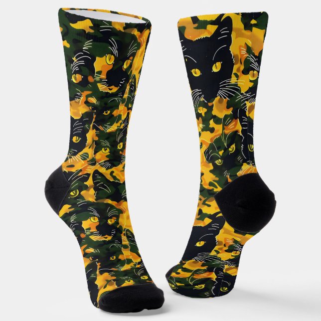 Chaussette Motif Orange Chat (Angulaire)