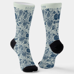 Chaussette Motif Paisley Turquoise Sage Vert Lumière Personna