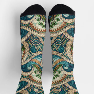 Chaussette Motif Palmiers Vague Tropicale Polynésienne Nom