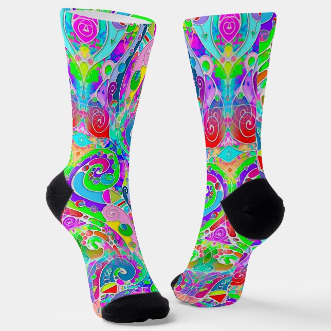 Chaussette Motif Peint À La Main Et Numériquement Art 22 (Angulaire)