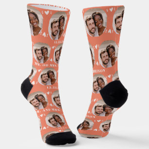 Chaussette Motif photo Saumon amusant Newlyweds