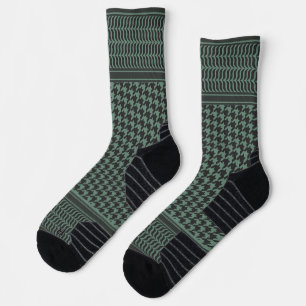 Chaussette Motif pied-de-poule olive moderne atténué